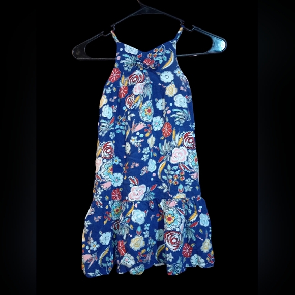 Genuine kids, from Oshkosh, 2t blue floral button up spaghetti strap sun dress - Picture 1 of 5